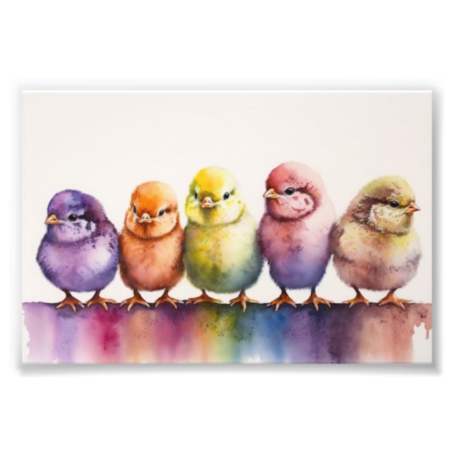 Colourful Baby Chicks, Baby Room, Baby Shower Photo Print (Front)