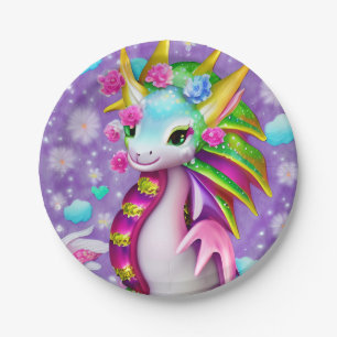 Colourful Baby Dragon  Paper Plate