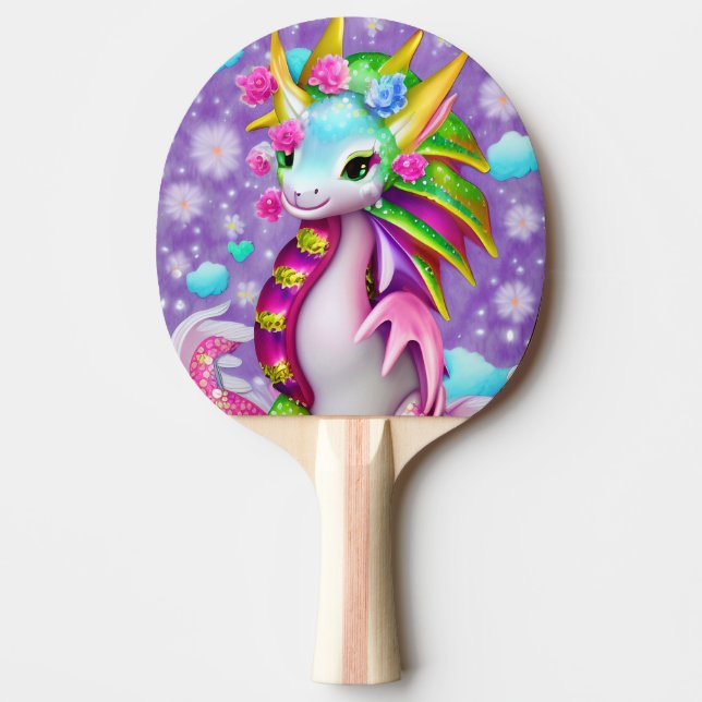 Colourful Baby Dragon  Ping Pong Paddle (Front)