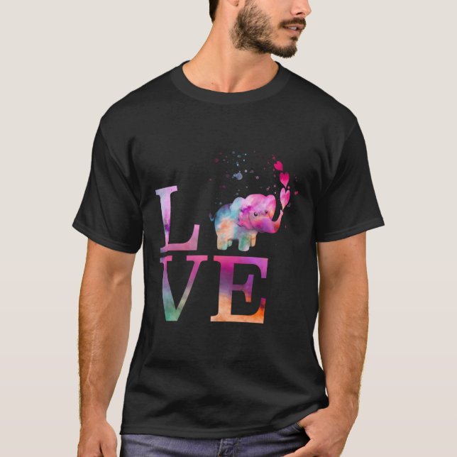 Colourful Baby Elephant Appreciation Day Love Hear T-Shirt (Front)