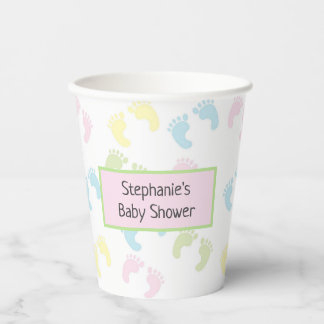 Colourful Baby Foot Prints Baby Shower Paper Cups