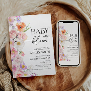 Colourful Baby in Bloom Invitation   Summer Flower