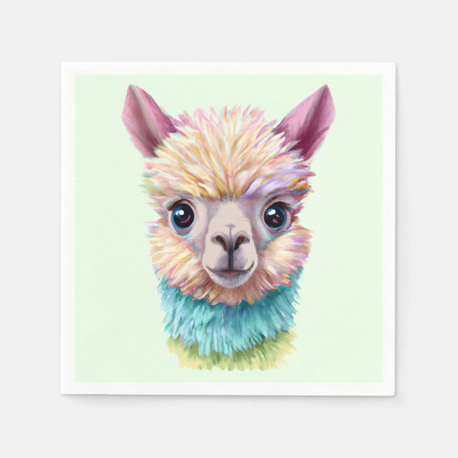Colourful Baby Lama Napkin (Front)