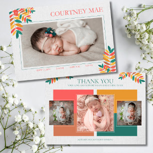 Colourful Baby Photo Announcement Card