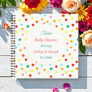 Colourful Baby Shower Dots Pattern Guest Book