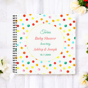 Colourful Baby Shower Dots Pattern Guest Book