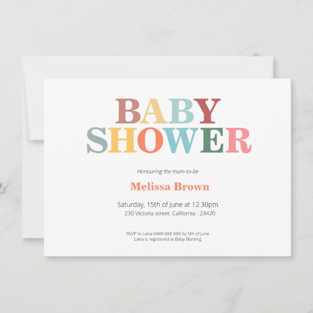 Colourful baby shower invite (Front)