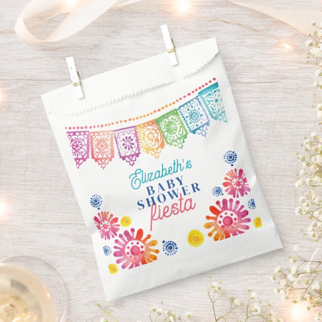 Colourful Baby Shower Mexican Fiesta Baby Shower Favour Bags (Clipped)