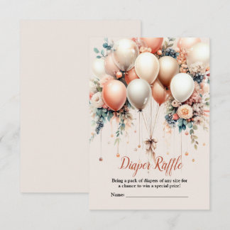 Colourful Baby Shower Peach White Floral Balloons Enclosure Card