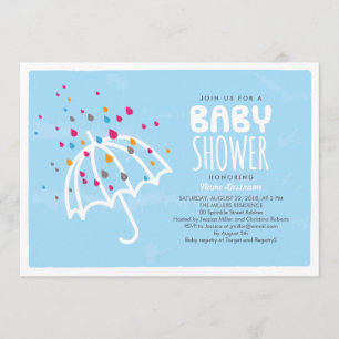Colourful Baby Shower Umbrella Invitation