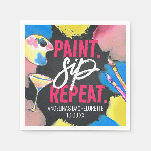 Colourful Bachelorette Chalkboard Paint and Sip Napkin (Front)
