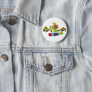 Colourful Back to School Cartoon Design with Schoo 6 Cm Round Badge