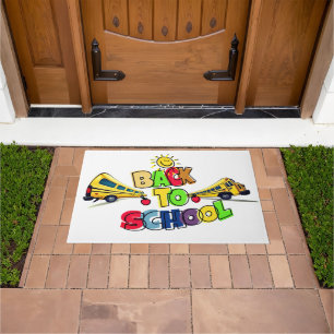Colourful Back to School Cartoon Design with Schoo Doormat