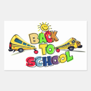 Colourful Back to School Cartoon Design with Schoo Rectangular Sticker