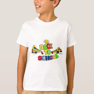 Colourful Back to School Cartoon Design with Schoo T-Shirt