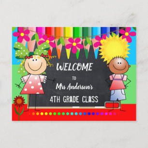 Colourful Back to School Chalkboard Postcard