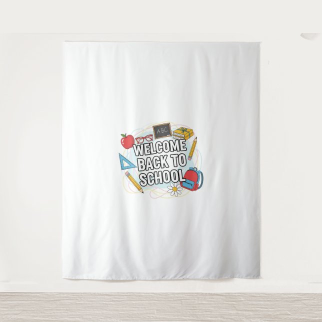 Colourful Back to School Illustration Tapestry (Front)