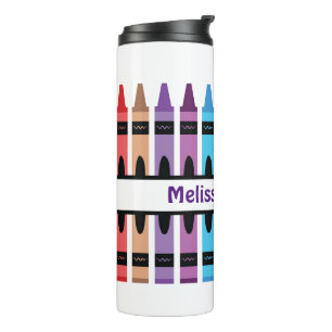 Colourful Back to School Name Monogram Crayon Thermal Tumbler