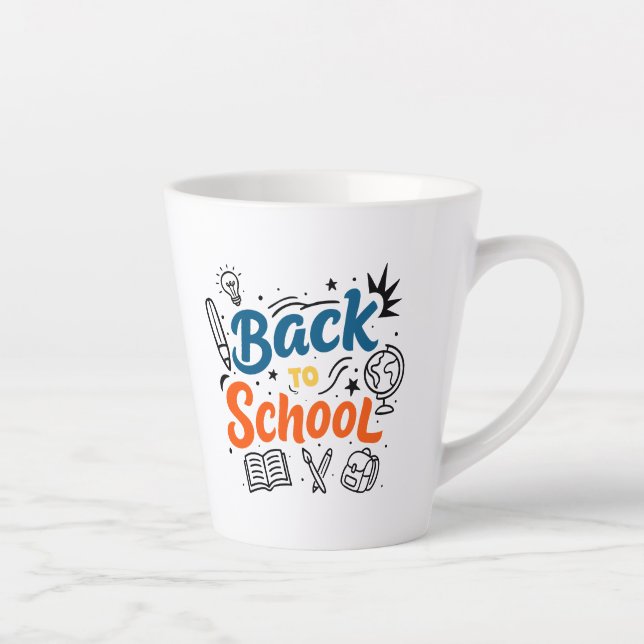 Colourful Back to School Typography Design Latte Mug (Right)