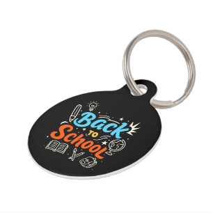 Colourful Back to School Typography Design Pet Tag