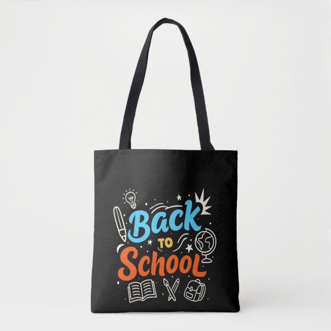 Colourful Back to School Typography Design Tote Bag (Front)