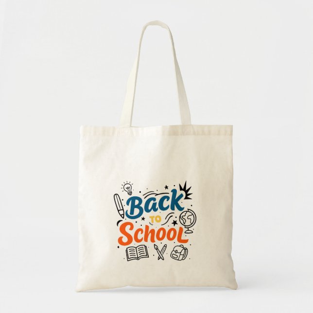 Colourful Back to School Typography Design Tote Bag (Front)