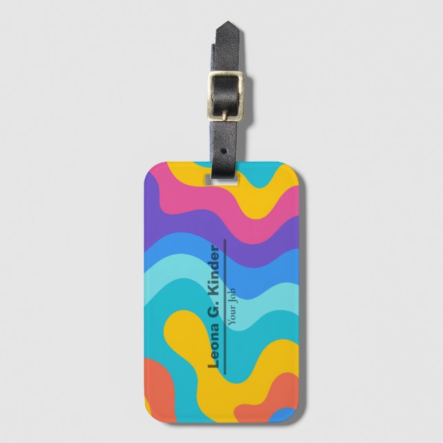 Colourful Background Personalised Name & Professio Luggage Tag (Front Vertical)