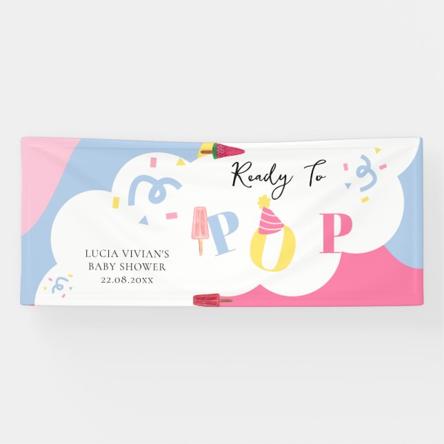 Colourful Background Popsicle Baby Shower Banner (Horizontal)