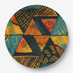 Colourful background with African motifs Paper Plate