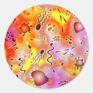 Colourful Bacteria Classic Round Sticker
