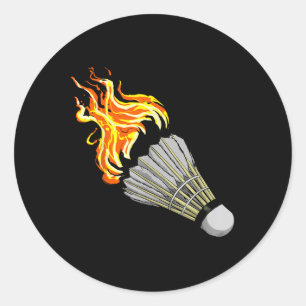Colourful Badminton Flame Shuttle Art Sports Classic Round Sticker