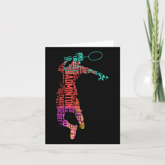 Colourful Badminton Player _ Shuttle Racket _ Badm Card (Front)