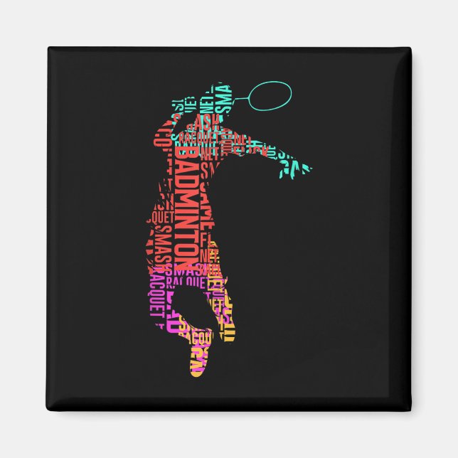 Colourful Badminton Player _ Shuttle Racket _ Badm Magnet (Front)