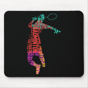 Colourful Badminton Player Shuttle Racket Badminto Mouse Mat