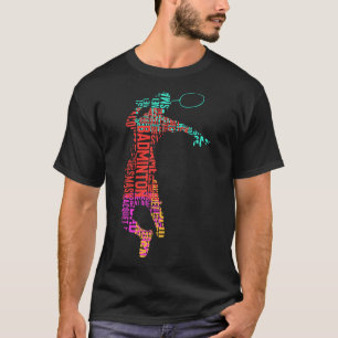 Colourful Badminton Player Shuttle Racket Badminto T-Shirt