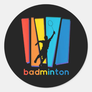 Colourful Badminton Shuttle Art Sports Classic Round Sticker