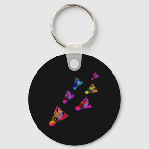 Colourful Badminton Shuttle Art Sports Key Ring