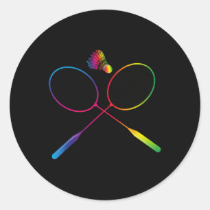 Colourful Badminton Shuttle With Shuttle Racket Classic Round Sticker