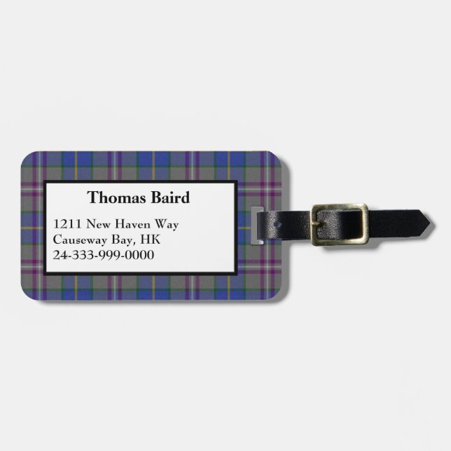 Colourful Baird Tartan Plaid Luggage Tag (Front Horizontal)