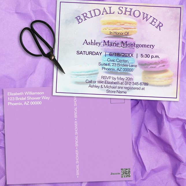 Colourful Baked Macaron Treats Bridal Shower Postcard (Creator Uploaded)