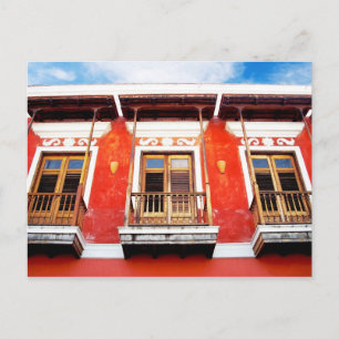 Colourful  balcony windows of San Juan, Puerto Ric Postcard