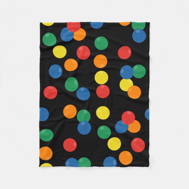 Colourful Ball Black Pattern Fleece Blanket (Front)