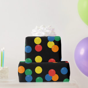 Colourful Ball Black Pattern Wrapping Paper