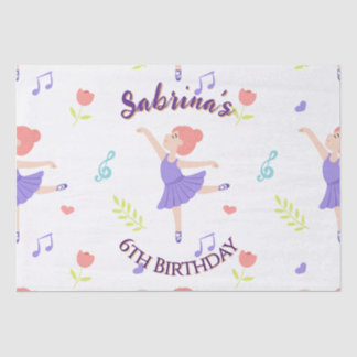 Colourful Ballerina Girls' Birthday Pattern Tissue Paper