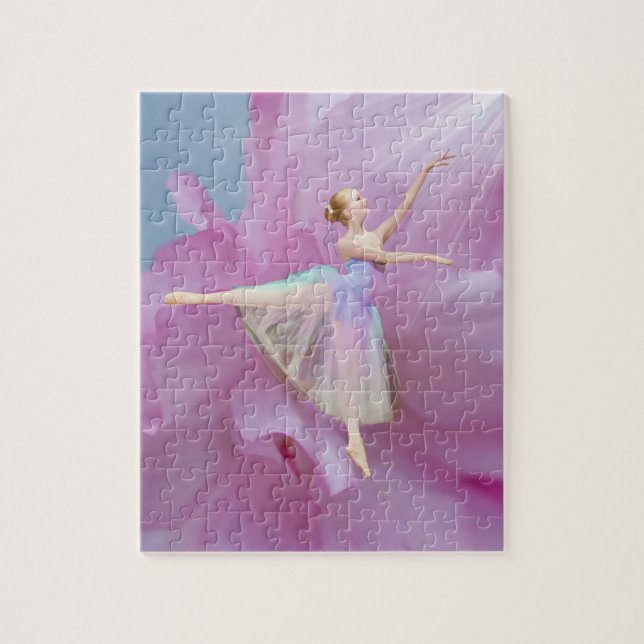 Colourful Ballerina in Arabesque Customisable Jigsaw Puzzle (Vertical)