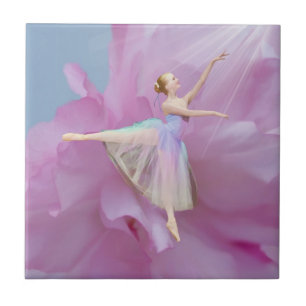 Colourful Ballerina in Arabesque Customisable Tile