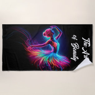Colourful ballerina neon art bohemian lovely dance beach towel