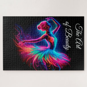 Colourful ballerina neon art bohemian lovely dance jigsaw puzzle