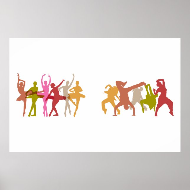 Colourful Ballerinas and Hip Hop Dancers Poster (Front)