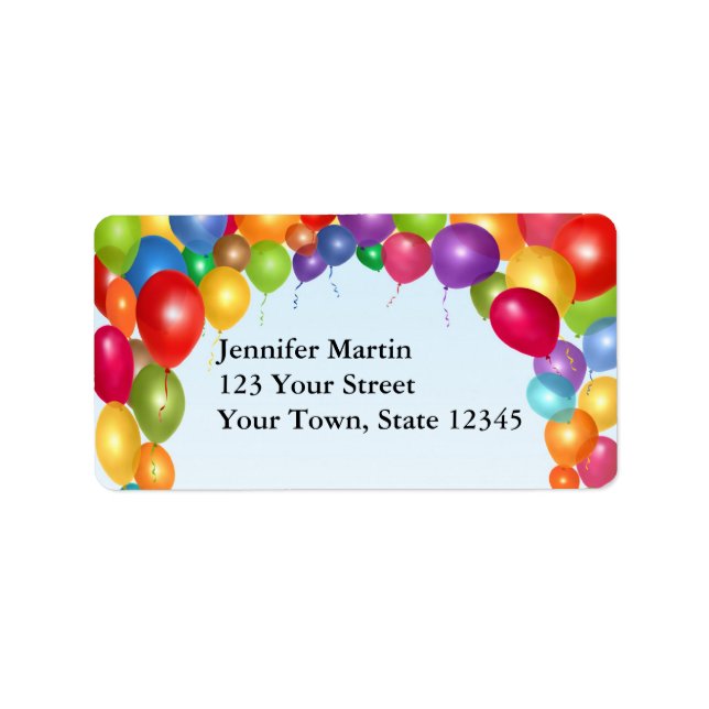 Colourful Balloon Arch Label (Front)